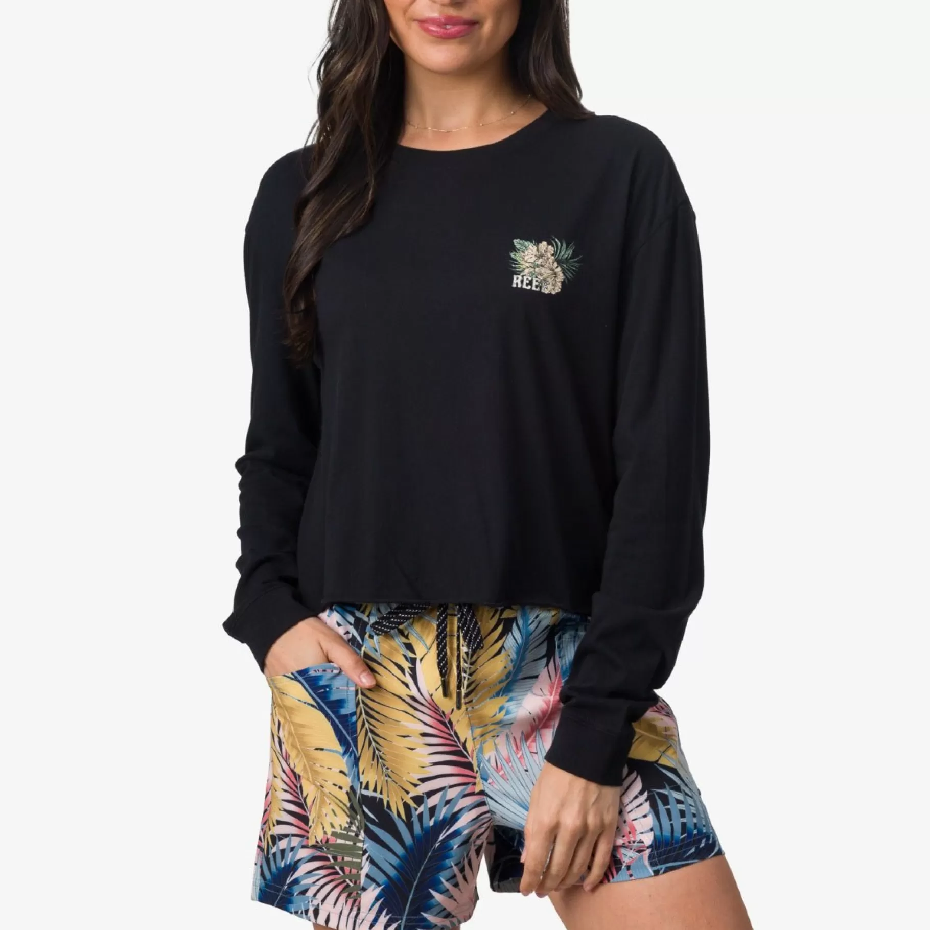 Women REEF T-Shirts>Gal Long Sleeve Crop T-Shirt