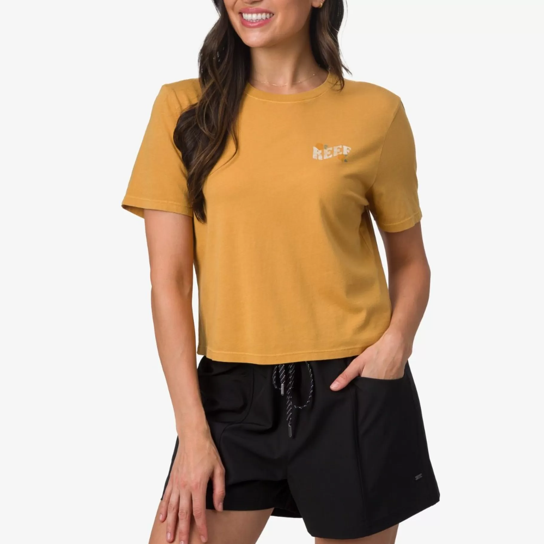 Women REEF T-Shirts>Sunkiss Crop Short Sleeve T-Shirt